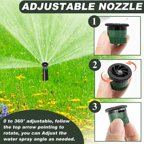 Vista 4 de 10 boquillas de rociador de arco variable, rotación de círculo completo de 360°, repuesto para rociadores emergentes compatibles con Rainbird, ideal