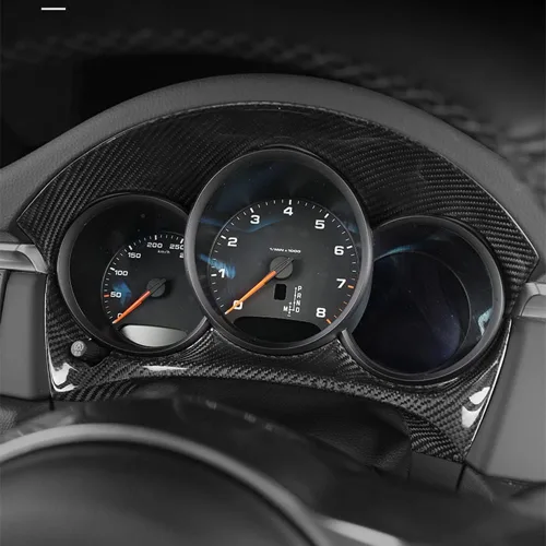 Vista 5 de Para 2015 2016 2017-2023 Porsche Macan Fibra de Carbono Panel de Instrumentos Cubierta Trim