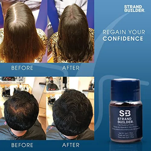 Vista 4 de Strand Builder Fibras capilares para adelgazar el cabello y la pérdida de cabello, fibras naturales de queratina para la construcción del cabello