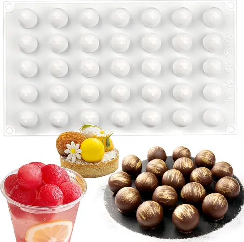 Vista 8 de Molde de silicona semiesfera, 2 piezas de molde de silicona para chocolate, 30 cavidades, moldes de media bola pequeña para trufas de chocolate