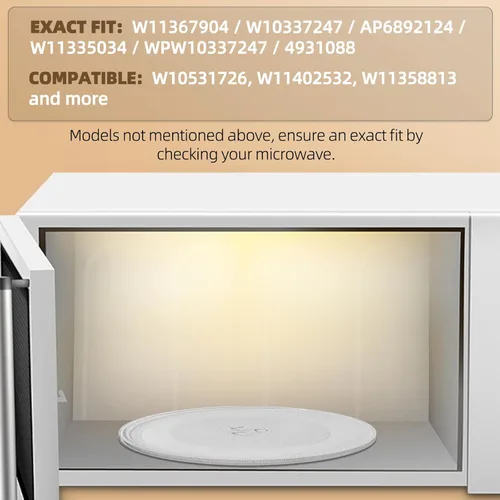 Vista 3 de Reemplazo de platos giratorios de microondas de 10 pulgadas, placa de vidrio para microondas compatible con Whirlpool, la pieza de repuesto exacta