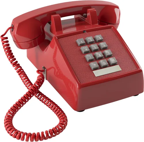 Home Intuition Teléfono clásico con cable para personas con discapacidad auditiva para personas mayores con timbre extra fuerte, rojo