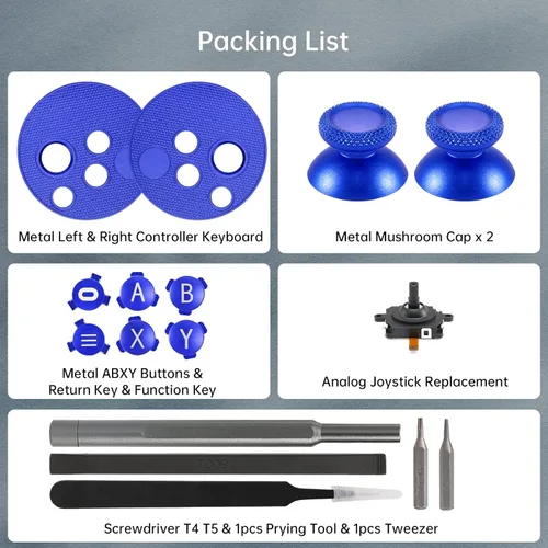 Vista 6 de VRbrother Metal Left and Right Controller Replacement Keyboard, Mushroom Caps, ABXY Buttons Return Key Function Key, Analog Joystick Replacement