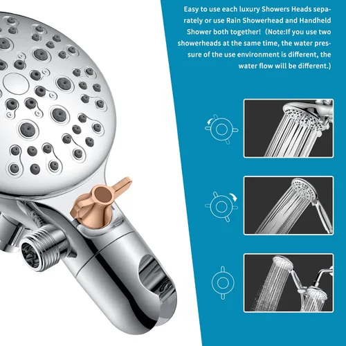 Vista 6 de GIVINGTREE Shower System with 6 Mode Bathtub Handheld Showerhead & Rain Shower Combo Set, 2 in 1 Shower Head Combo,Polished Chrome