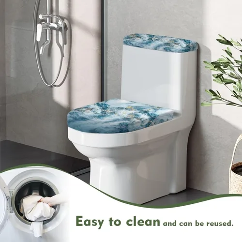 Vista 72 de Flashideas Juego de cubierta para tanque y tapa de inodoro con estampados de patas de perro coloridas - Elástico, se adapta a la mayoría de tanques