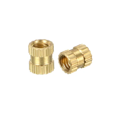 Vista 6 de uxcell Tuercas de inserción moleteadas, 200 piezas M2 x 0.118 in de longitud x 0.126 in de diámetro exterior rosca hembra tuerca de inserción
