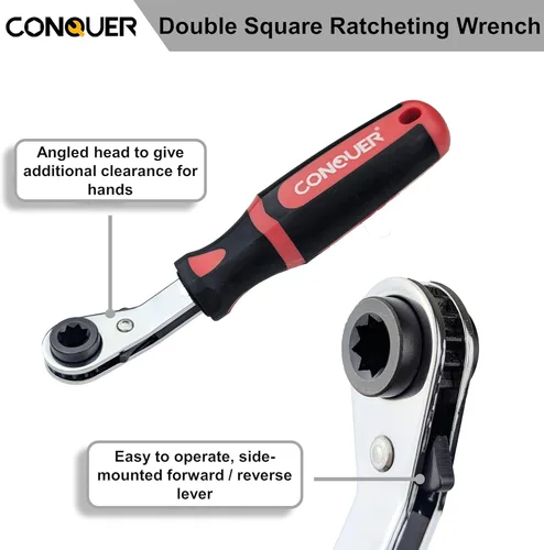 Vista 3 de CONQUER Juego de herramientas de ajuste automático de holgura para semirremolques – Llave de trinquete cuadrada doble de 5/16 pulgadas y horquilla