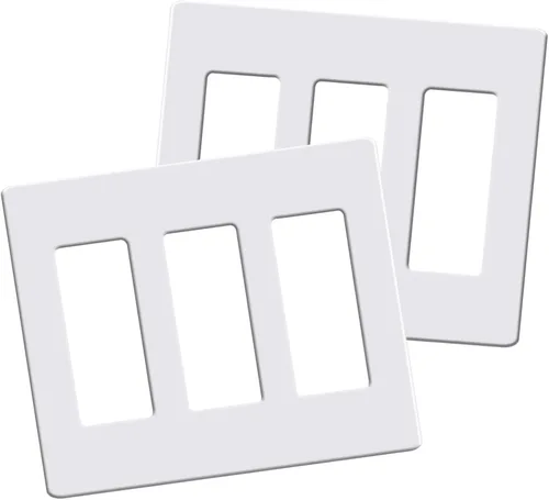 Placas de pared decorativas sin tornillos, cubiertas de tomacorriente seguras para niños de 3 bandas, tamaño estándar 4.68" x 6.54", placa frontal