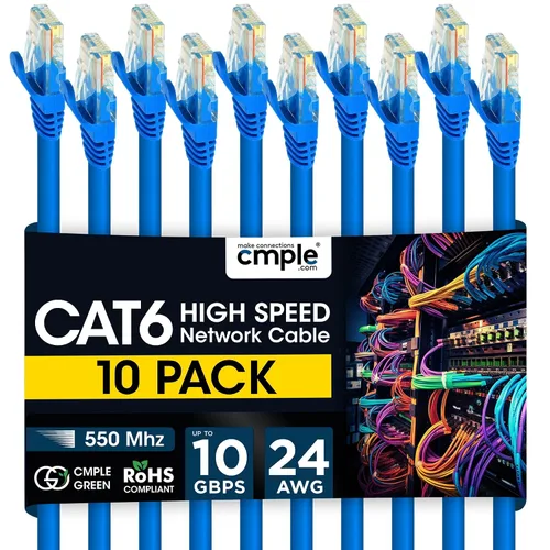 Vista 30 de Cmple - Cable de red LAN CAT 6 500MHz UTP ETHERNET - 100 FT Azul azul (Blue 1 Pack)