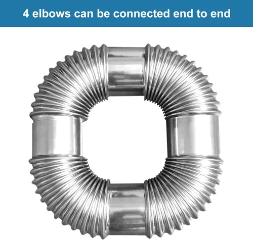 Vista 6 de Eagles Codo de tubo de estufa, codo de horno de 90 grados, extensión de chimenea de acero inoxidable, tubo adaptador de conducto de intercambio