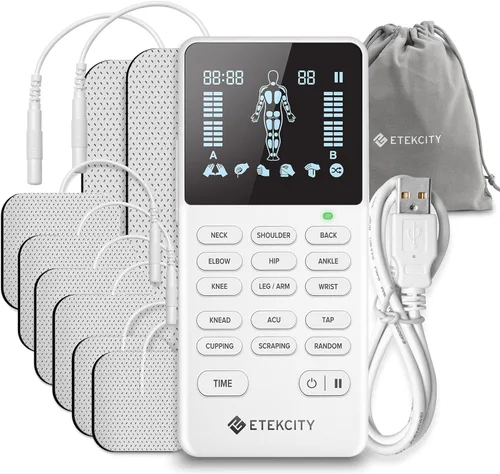 Etekcity 4-Channel Rechargeable TENS Unit,FSA-HSA Eligible Muscle Stimulator for Pain Relief, After-Exercise Relaxation, Physical Therapy, 8