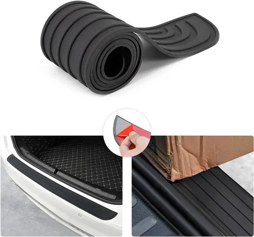 Vista 20 de Protección de parachoques trasero del coche, protector de umbral de entrada de puerta con bandera americana antiarañazos, cubierta de goma