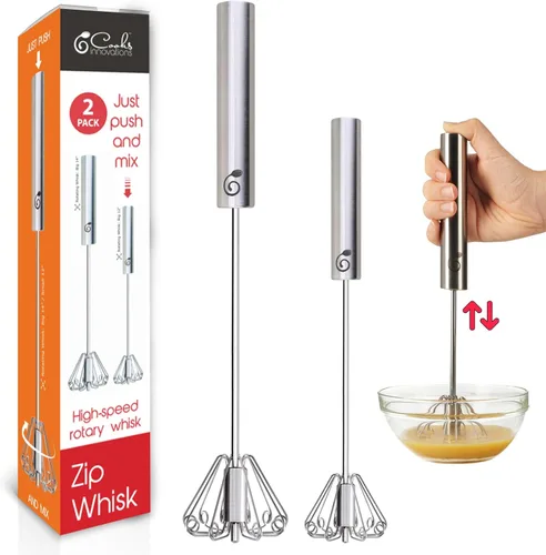 Vista 9 de Batidor de mano de acero inoxidable de 14 pulgadas, duradero y fácil de usar, batidor de mano giratorio para batir huevos, espumar leche, mezclar