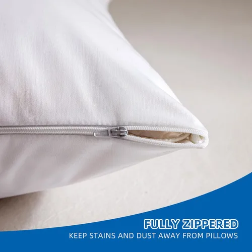 Vista 4 de Paquete de 4 protectores de almohada impermeables con cremallera, tamaño estándar con cremallera, fundas de almohada hipoalergénicas, fundas