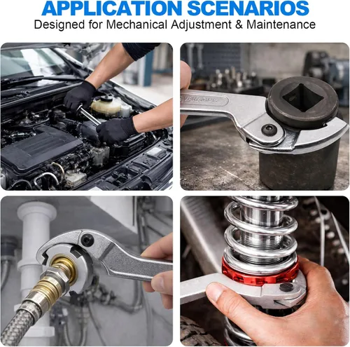 Vista 6 de Wadoy Herramienta de Llave de Gancho Ajustable en C, Cromo Vanadio 3/4-2"(19-51mm)+2-4 3/4"(51-121mm) Juego de Llaves - Utilizada para Apretar