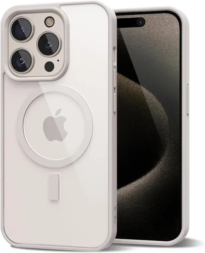 Vista 185 de oakxco Funda magnética transparente compatible con Magsafe, delgada, transparente, no amarillea, híbrida de silicona suave y cubierta protectora