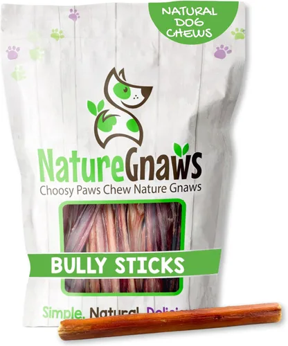 Vista 15 de Nature Gnaws Bully Stick Bites para perros pequeños de 2 a 4 pulgadas (8 onzas), de larga duración para masticadores ligeros y cachorros, golosinas