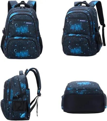 Vista 5 de MITOWERMI Boys Backpacks for Primary Junior School Kids Backpack with Lunch Box Galaxy Space Bookbags for Boys Girls