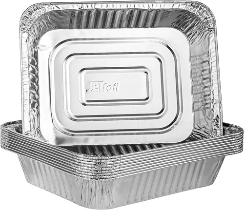 PLASTICPRO Bandejas desechables de papel de aluminio 9 x 13, tamaño medio profundo, para hornear - Utensilios de cocina perfectos para hornear
