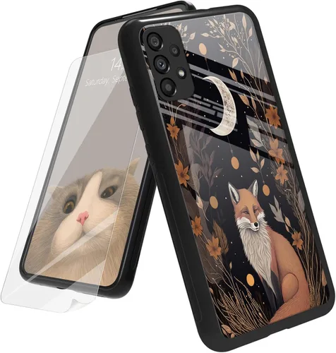 Vista 135 de Funda para Samsung Galaxy A12 5G con protector de pantalla, parte trasera de vidrio templado + TPU de silicona suave que absorbe los golpes