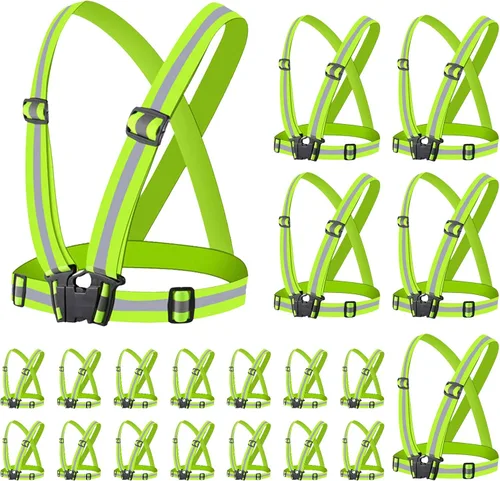 Vista 11 de Chaleco reflectante - Chaleco reflectante para correr, chaleco reflectante para correr con correas de seguridad, reflector de alta visibilidad