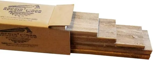 Vista 3 de Tablones de madera reciclada rústica desgastada para manualidades, proyectos y decoración (6 tablones de 24 pulgadas de largo)