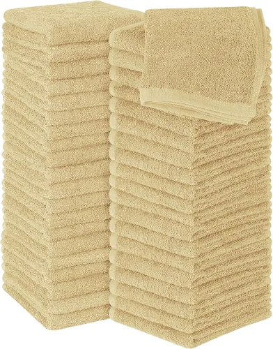 Utopia Towels Juego de 60 paños de algodón – 100% algodón hilado en anillo, paños de franela de alta calidad, altamente absorbentes y suaves al Beige