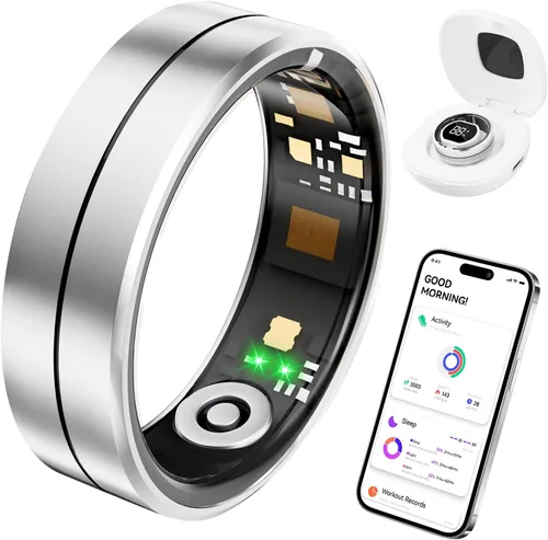 Fvtga Anillo de salud inteligente para mujeres y hombres, rastreador de actividad física con frecuencia cardíaca, oxígeno en sangre y monitoreo del