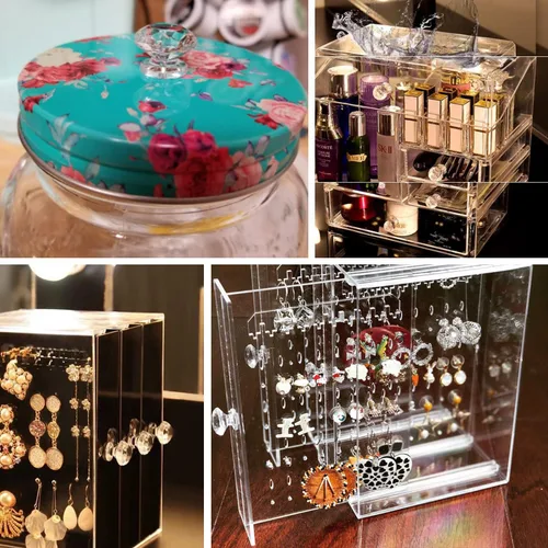 Vista 6 de MroMax 2 piezas de mango pequeño, perilla acrílica de diamante, mini perillas autoadhesivas, perilla de tamaño pequeño de 0.748 in de diámetro