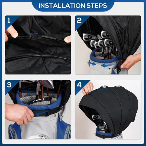 Vista 3 de Funda para bolsa de golf, protector para palos de golf, cubiertas impermeables para lluvia y polvo, fácil acceso para bolsa de golf, cubierta
