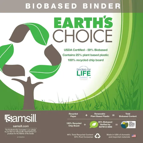 Vista 86 de Samsill Earth's Choice - Carpetas a base de plantas con 3 anillos redondos de 1 pulgada, hasta 25% de plástico a base de plantas, certificado a base
