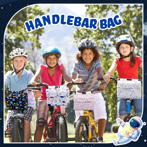 Vista 7 de Cesta de bicicleta para niños y niñas, bolsa de manillar de bicicleta, bolsa de almacenamiento frontal para bicicleta, accesorios para equilibrio