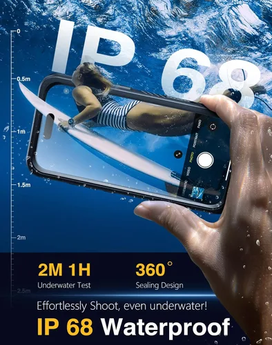 Vista 3 de Lanhiem Funda Magnética para iPhone 17 Pro Impermeable, Protector de Pantalla Integrado y Protección de Cámara, [Compatible con MagSafe] Funda