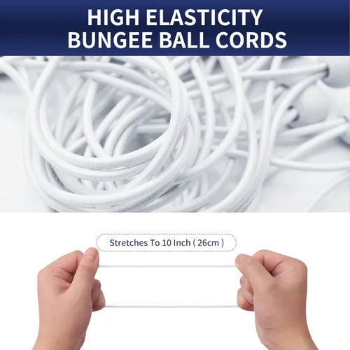 Vista 5 de Cuerdas elásticas de bolas de 6 pulgadas, correa elástica resistente a los rayos UV, cordón de amarre reutilizable con bolas, cables para interiores