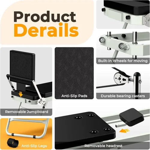 Vista 5 de Pro 75" Pilates Reformer Machine with Dual Resistance Springs and Cords, Foldable Pilates Machine Equipment with Jump Board, Upgrade Pilates