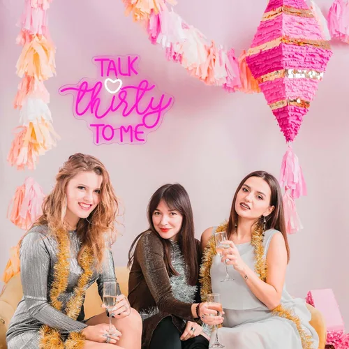 Vista 7 de Letrero de neón con luz LED regulable de 30 años para decoración de pared, decoración de 30 cumpleaños para ella, letrero de neón USB