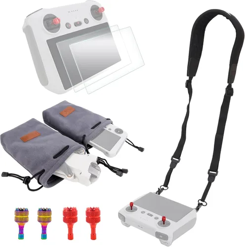 CQT Correa ajustable para el cuello, protector de pantalla, joysticks para DJI Mini 3 4 Pro/Air 3, RC/RC 2 Accesorios remotos