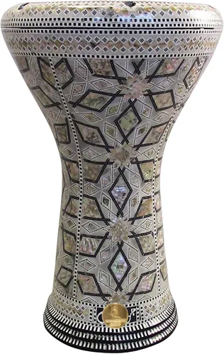 Vista 16 de Gawharet El Fan Classic - Percusión de tambor Darbuka de 17 pulgadas con nácar (Mizar negro)