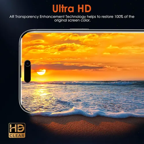 Vista 5 de [Paquete de 3+3 protectores de pantalla de película de hidrogel para iPhone 15 Pro Max (no vidrio) con protector de lente de cámara de vidrio