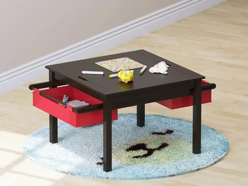 Vista 7 de UTEX - Mesa de juegos 2 en 1 para niños con cajones de almacenamiento y base para legos integrada.
