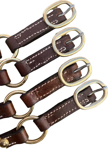 Vista 9 de Leaders - Cabestro de cuero de 3/4 pulgadas para caballos con placa de nombre grabada personalizada, cuero marrón con herrajes de latón macizo