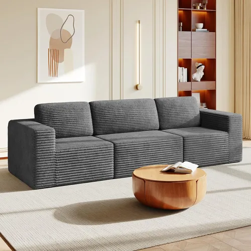 Vista 43 de Vesgantti Sofá modular en forma de U de 119 pulgadas, sofá modular de pana con asiento profundo y soporte de resorte, sofá convertible con 2 119