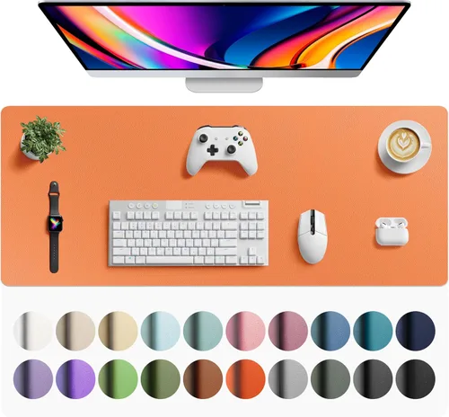 Vista 56 de Aothia - Protector de escritorio de cuero sintético, base para mouse y cubierta antideslizante, superficie impermeable para laptop y escritura