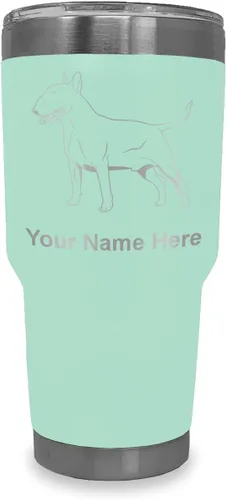 Vista 17 de LaserGram Vaso aislado al vacío de 20 onzas, perro Bull Terrier, grabado personalizado incluido (negro)