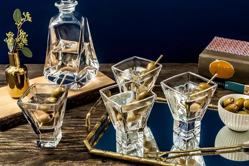 Vista 4 de JoyJolt Carre - Juego de vasos de cóctel de 2 piezas, vasos de Martini de 8 onzas