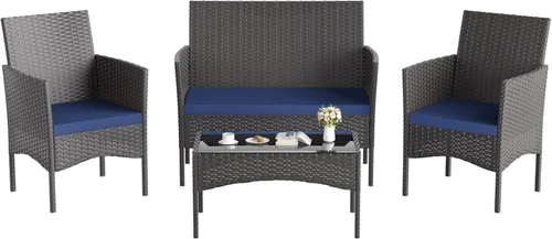 Vista 63 de Kullavik - Juego de muebles para exterior de 6 piezas con sofá modular de ratán de polietileno, color negro