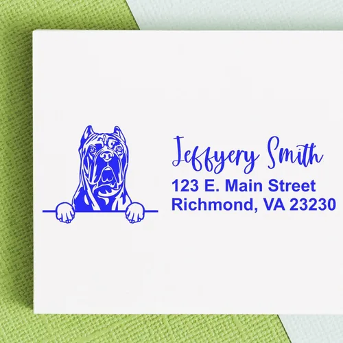 Vista 151 de American Bulldog Stamp Duo, Custom Return Address for Dog Lovers, Personalized Mail Mark for Letters and Cards Montaje manual Duo