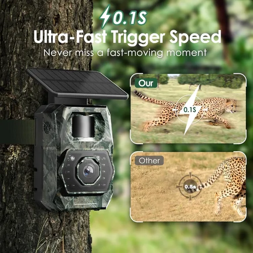 Vista 8 de Cámara de Rastreo Solar WiFi Bluetooth - Cámaras de Caza con Visión Nocturna, Sensor de Movimiento, Impermeable, Cámara de Ciervos Recargable