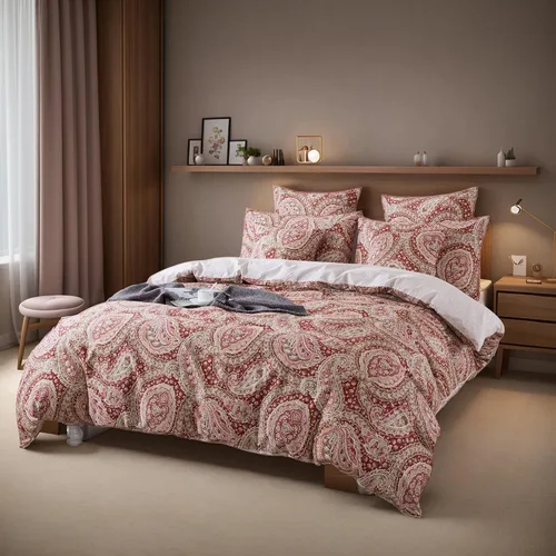 Vista 13 de FADFAY Juego de funda de edredón de cachemira, tamaño individual, color azul y beige, reversible, estampado floral, 100% algodón, ultra suave