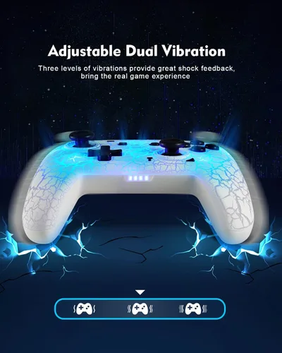 Vista 5 de Control de Switch, control inalámbrico para Switch, Switch Pro, Switch Lite o Switch OLED, control remoto inalámbrico con luces LED ajustables y 8